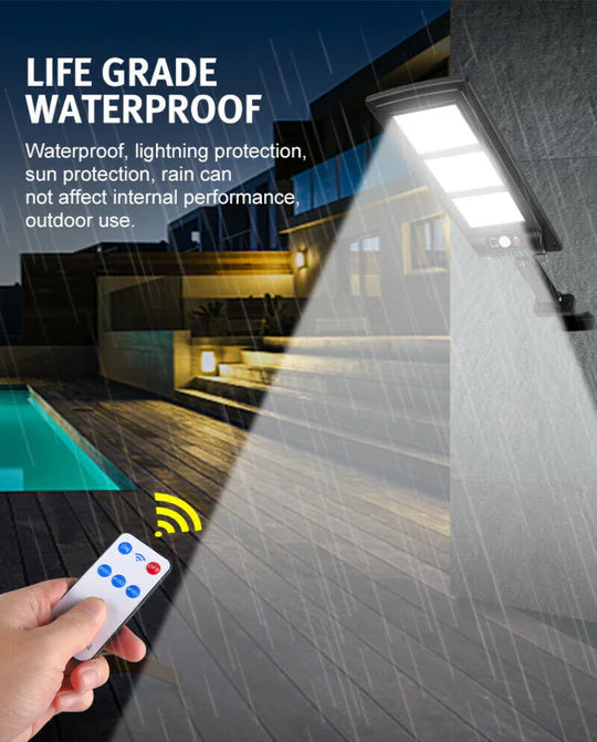 SOLAR STREET LED LIGHT RADAR SENSOR REMOTE OUTDOOR GARDEN YARD FLOOD WALL LAMP