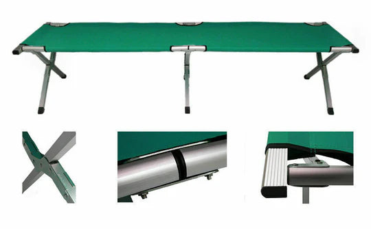 FOLDING CAMPING BED STRETCHER LIGHT WEIGHT CAMP PORTABLE W/ CARRY BAG