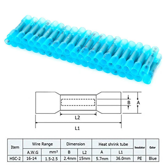 200PCS WATERPROOF HEAT SHRINK BUTT WIRE CRIMP CONNECTORS INSULATED TERMINALS SET