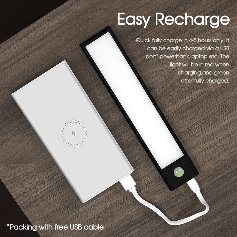 One-Key 3 Colour LED Motion Sensor Closet Light Cordless PIR Rechargeable