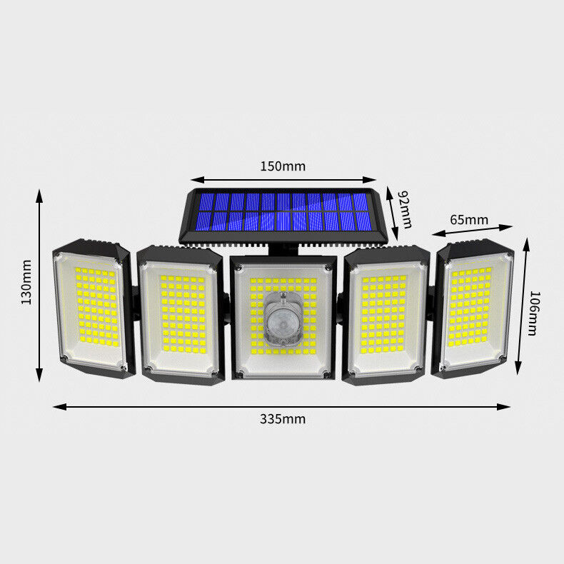 4 Head 300 LED Solar Lights Street Motion Sensor Light Garden Wall Security Lamp
