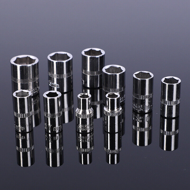 53PCS Deep Socket Set Metric Wrench CRV 1/4" Drive Flexible Extension Bar Tools