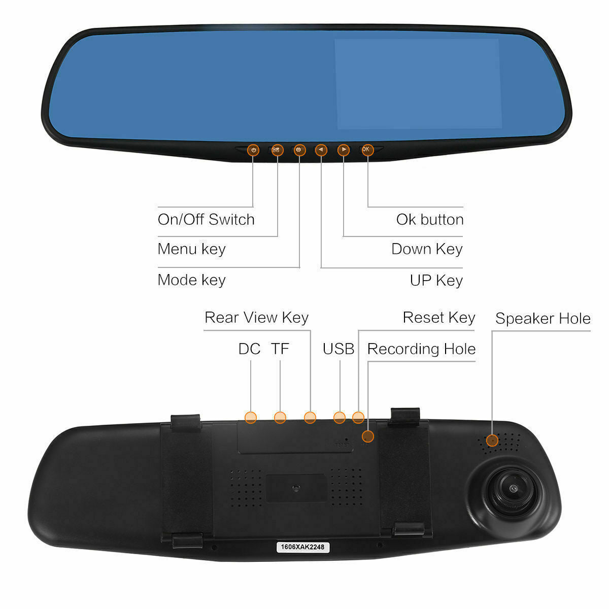 4.3" 1080P Dual Lens Car Auto DVR Dash Cam Video Camera Recorder Rearview Mirror