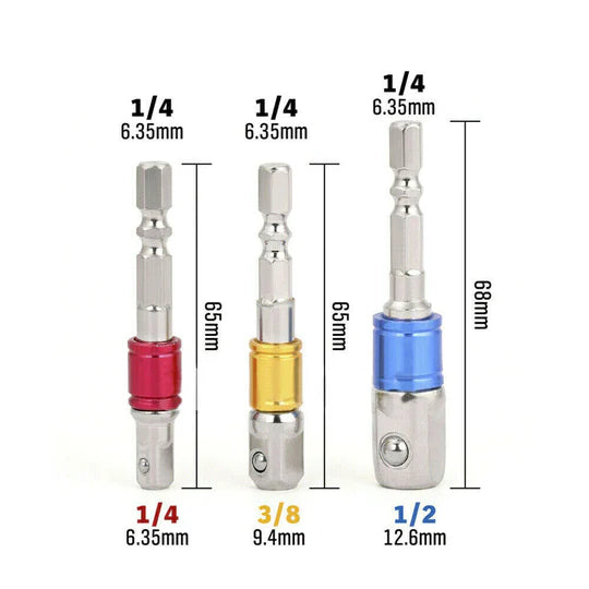 Socket Adaptor Set Driver Hex Shank Drill Bits 1/2" 1/4" 3/8" Impact Driver