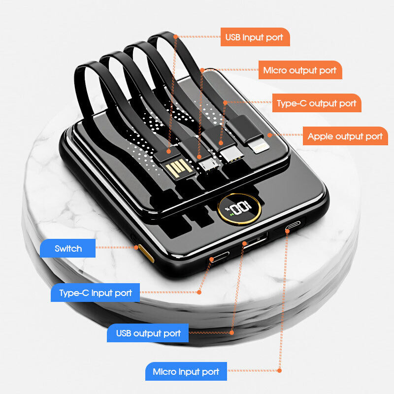 10000mAh 4 USB Backup External Battery Power Bank Fast Charger For Cell Phone