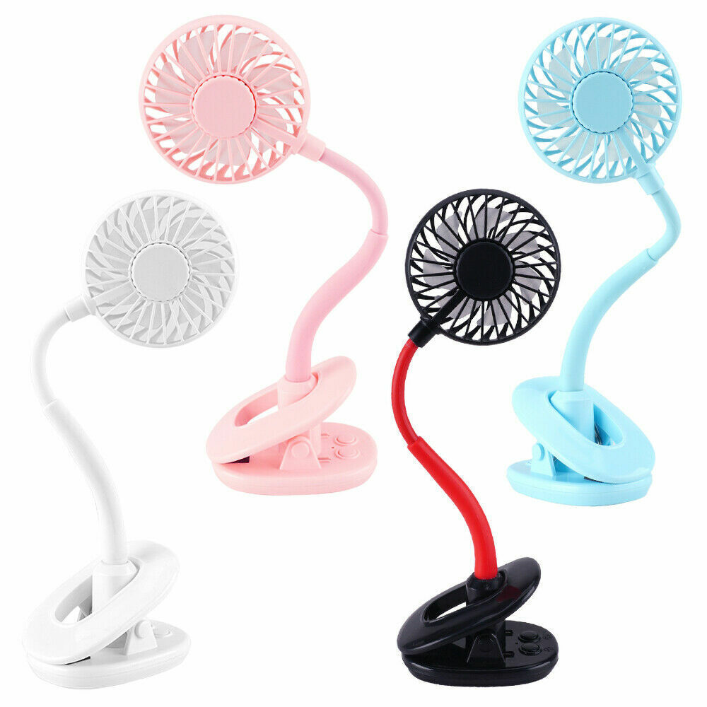 Portable 360° Mini Fan Travel USB Rechargeable Clip On Desk Pram Car Cooling Fan