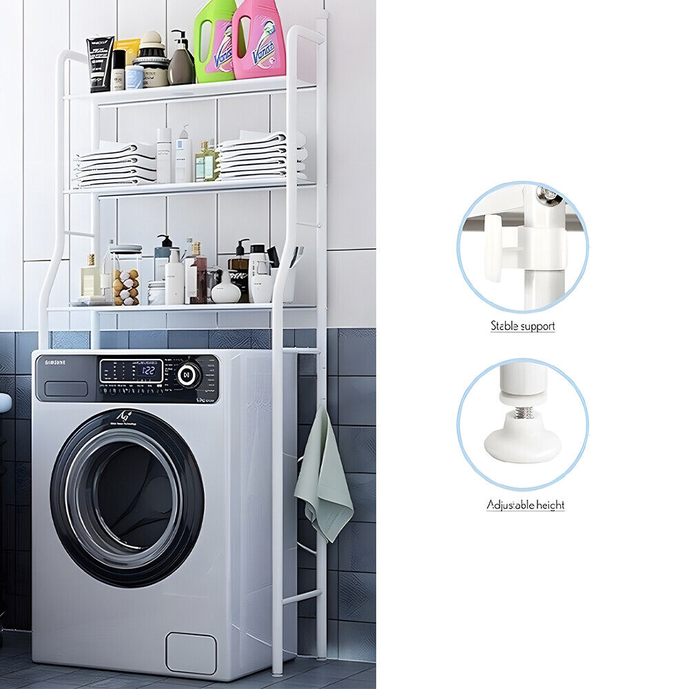 3 Tier Over Washing Machine Storage - Bathroom Laundry Toilet Shelf Unit