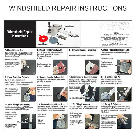 WINDOWS TOOL CHIP RESIN CRACK REMOVE GLASS RECOVERY CAR WINDSCREEN REPAIR KIT
