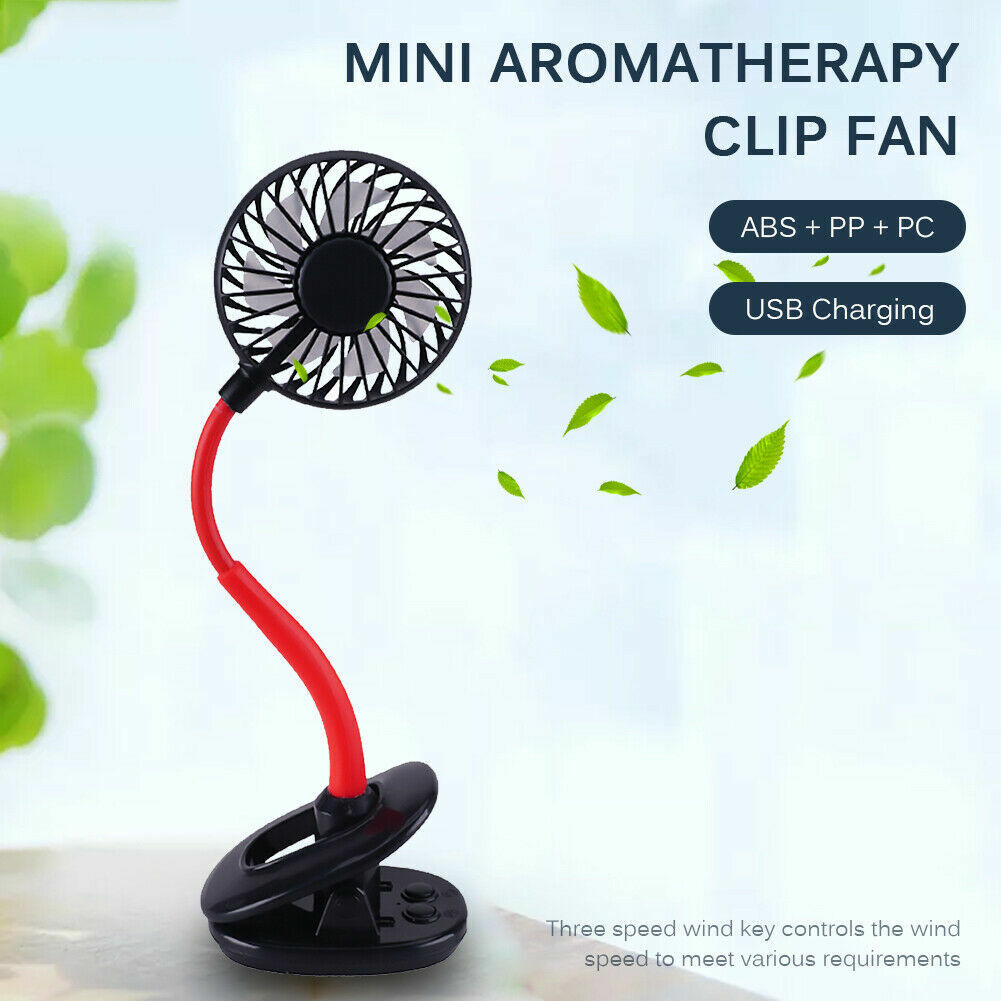 Portable 360° Mini Fan Travel USB Rechargeable Clip On Desk Pram Car Cooling Fan