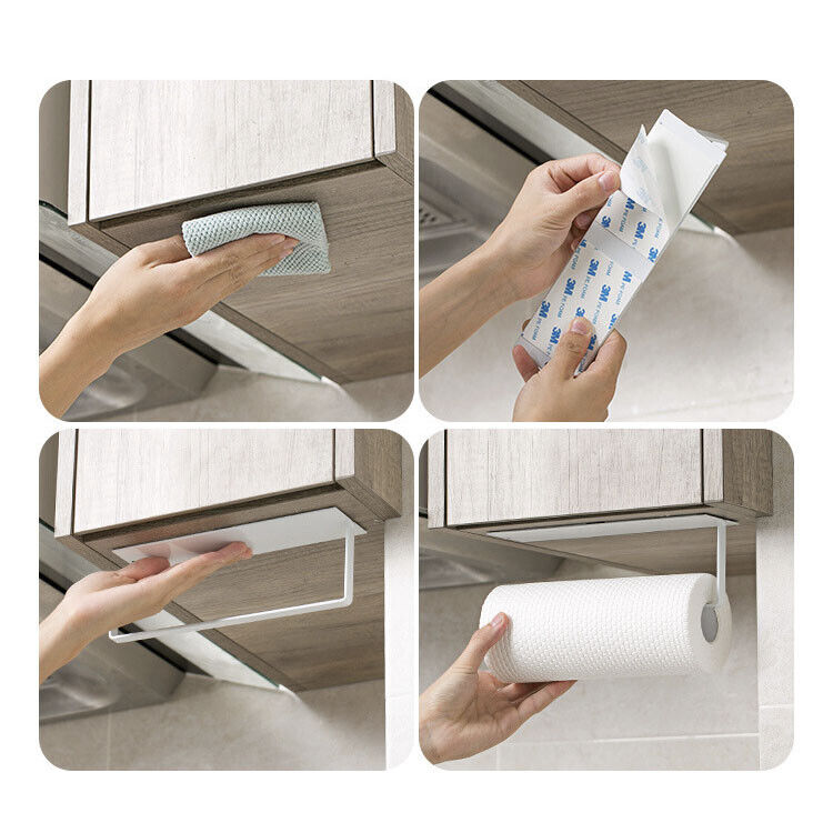 Kitchen Under Cabinet Towel Cup Paper Hanger Rack Organizer Storage Shelf Holder