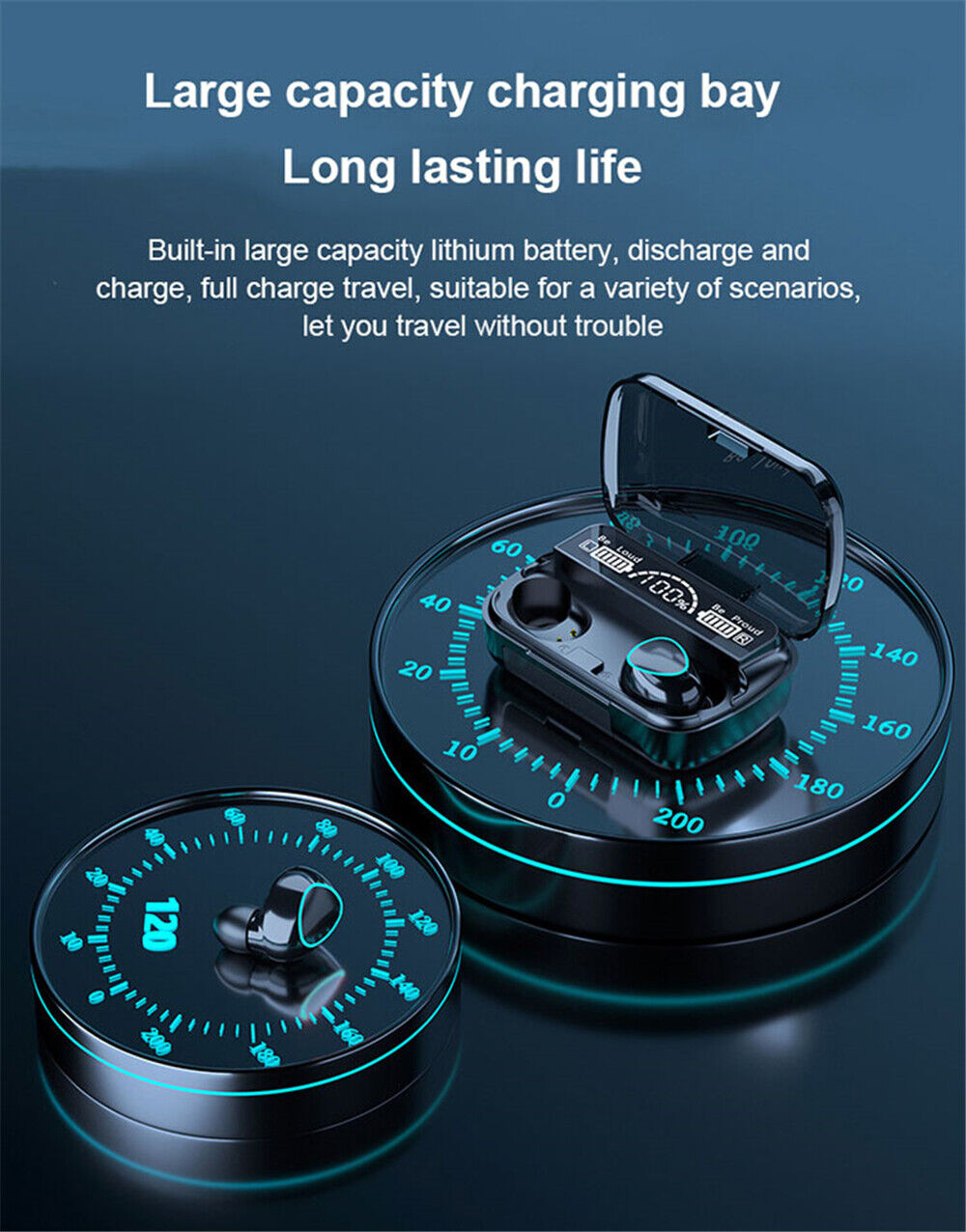 TWS Bluetooth 5.1 Wireless Earbuds Waterproof LED Display Stereo Gym Earphones