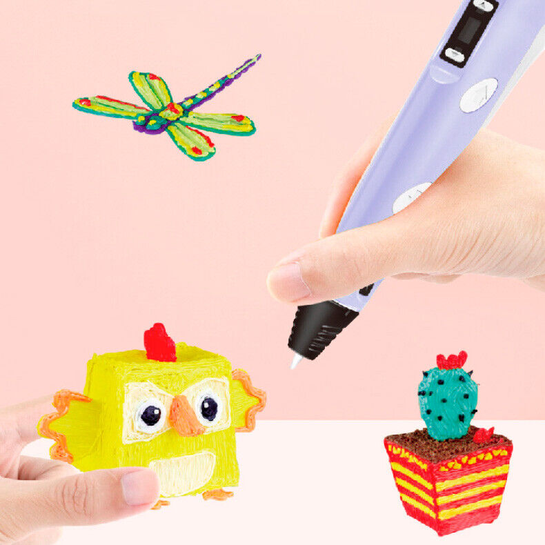 LCD Screen 3 Free Filaments Doodle Drawing Kid Gift 3D Printing Pen Set Printer