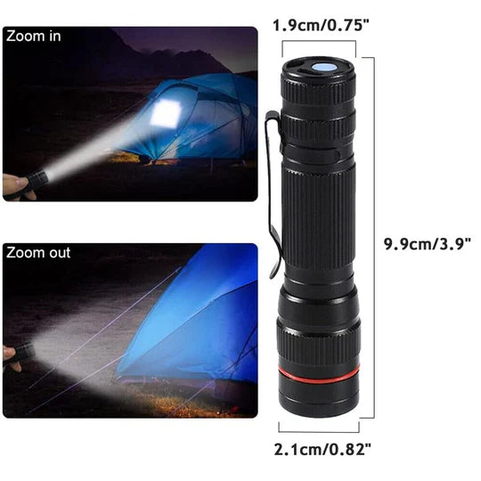 LED FLASHLIGHT ZOOM USB RECHARGEABLE TACTICAL TORCH LIGHT WATERPROOF