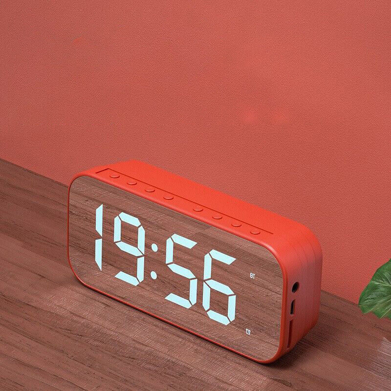 Mirror LED Display Digital Alarm Clock Wireless Bluetooth Speaker Home Decor