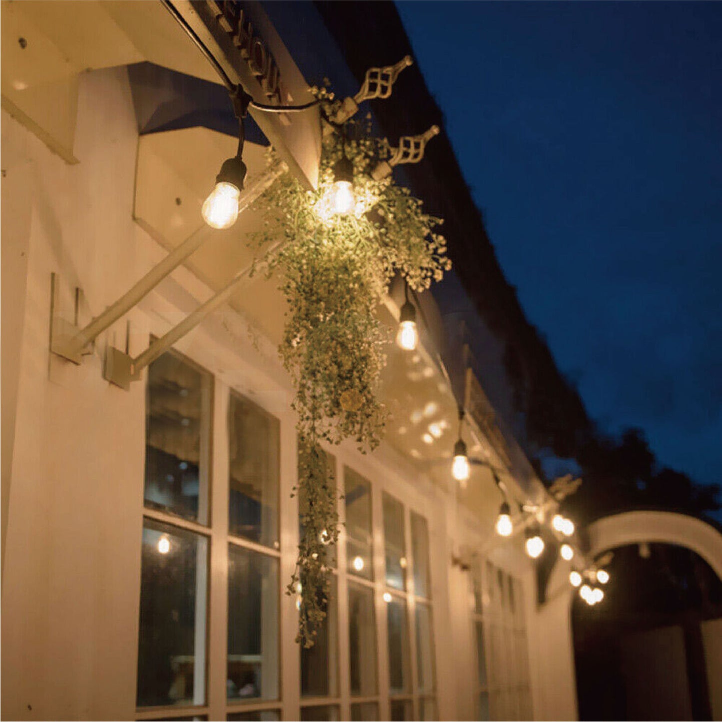 48FT LED Festoon Lights Solar String Light Waterproof Party Outdoor Bulbs