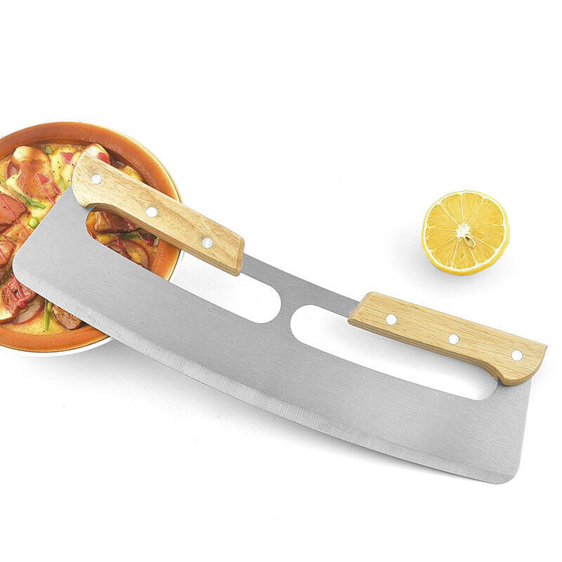 Kitchen Pizza Cutter Rocker Blade Slicer 35CM Stainless Steel +Protective Cover