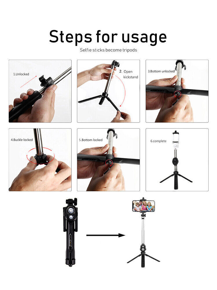 Unipod Selfie Stick Handheld Tripod Bluetooth Shutter Fit