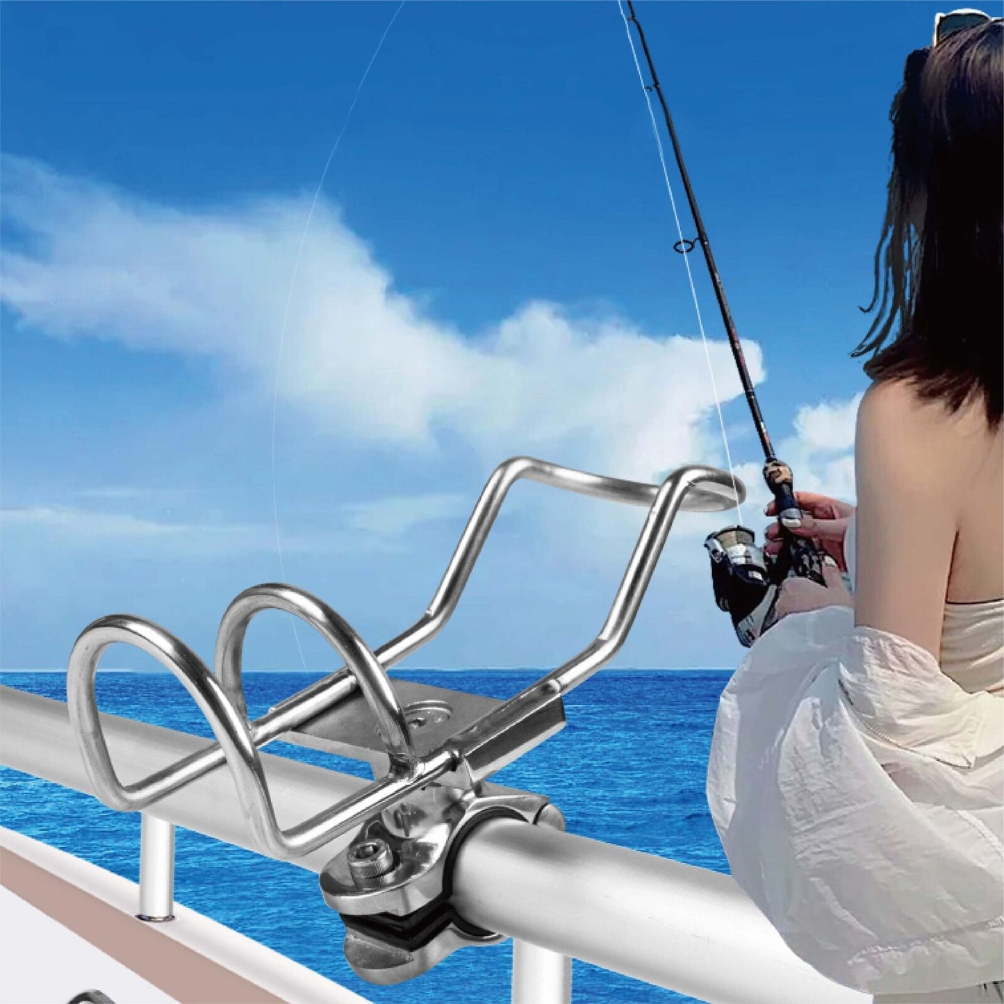 Stainless Steel Rod Holder Rail Mount Wire Fishing Boat Marine Grade