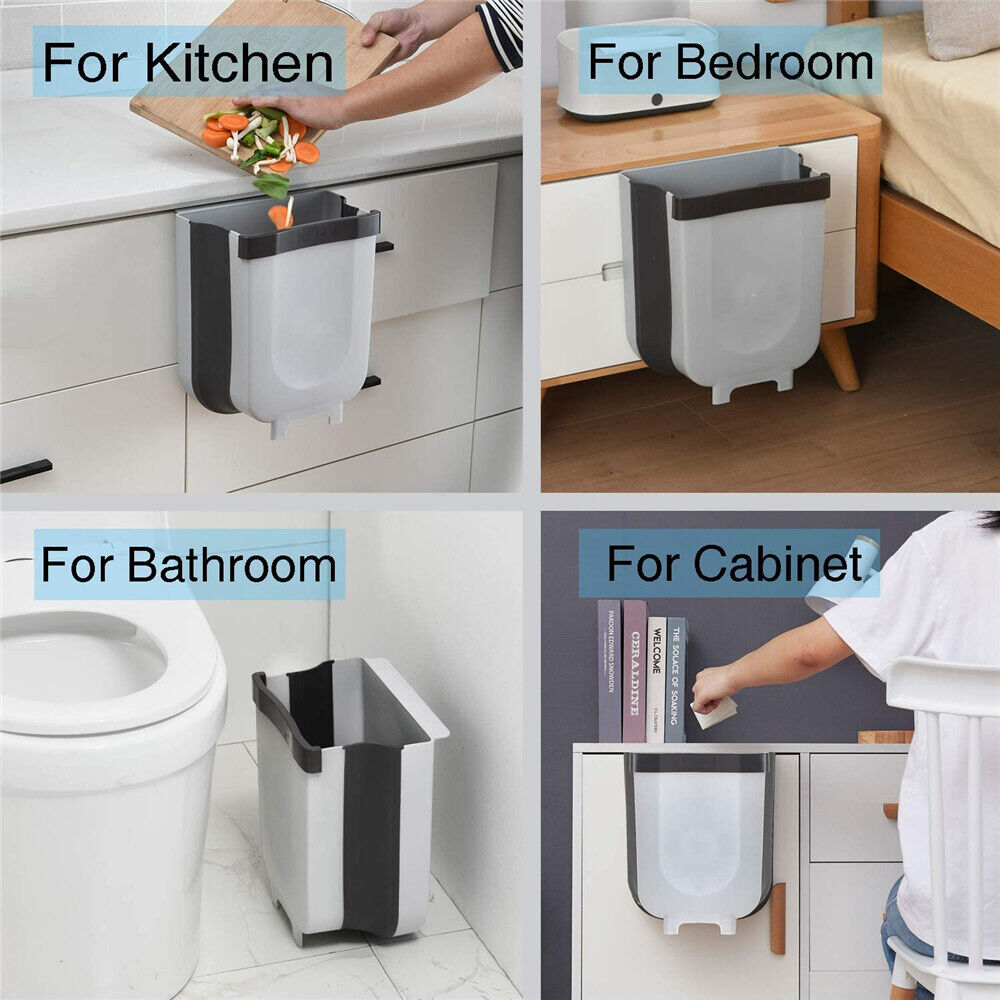 Creative Hanging Folding Waste Bin Kitchen Bin Can Cabinet Rubbish Container Box