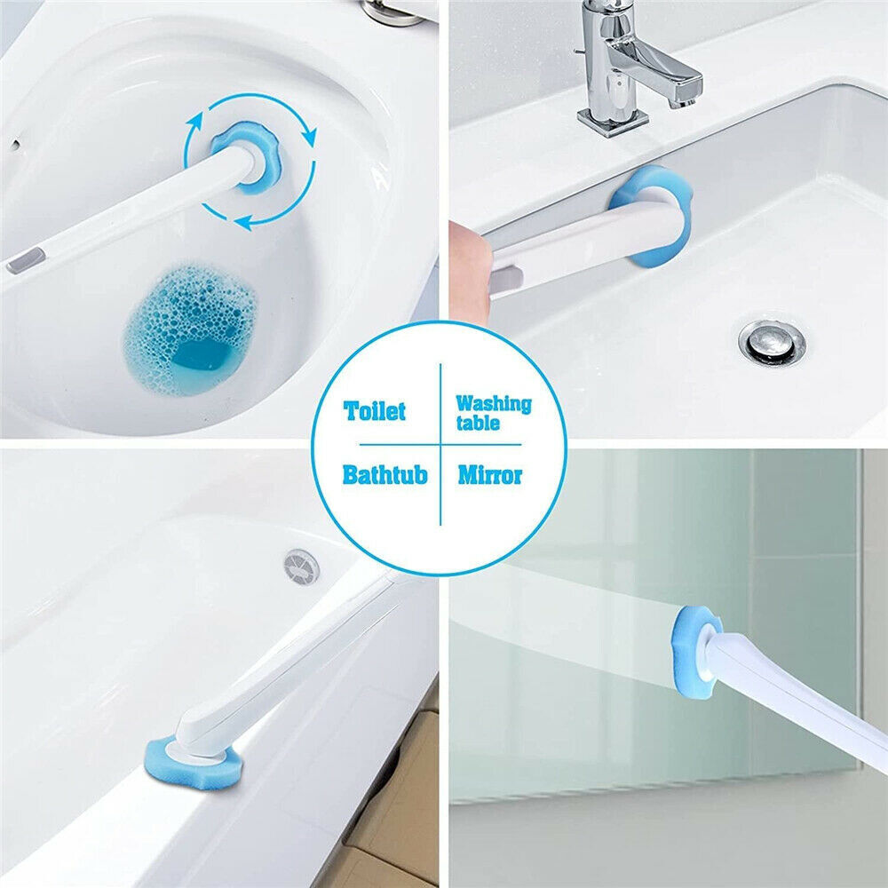 Toilet Brush Refill Head Disposable Sponge Long Handle Cleaning Scrubber Holder