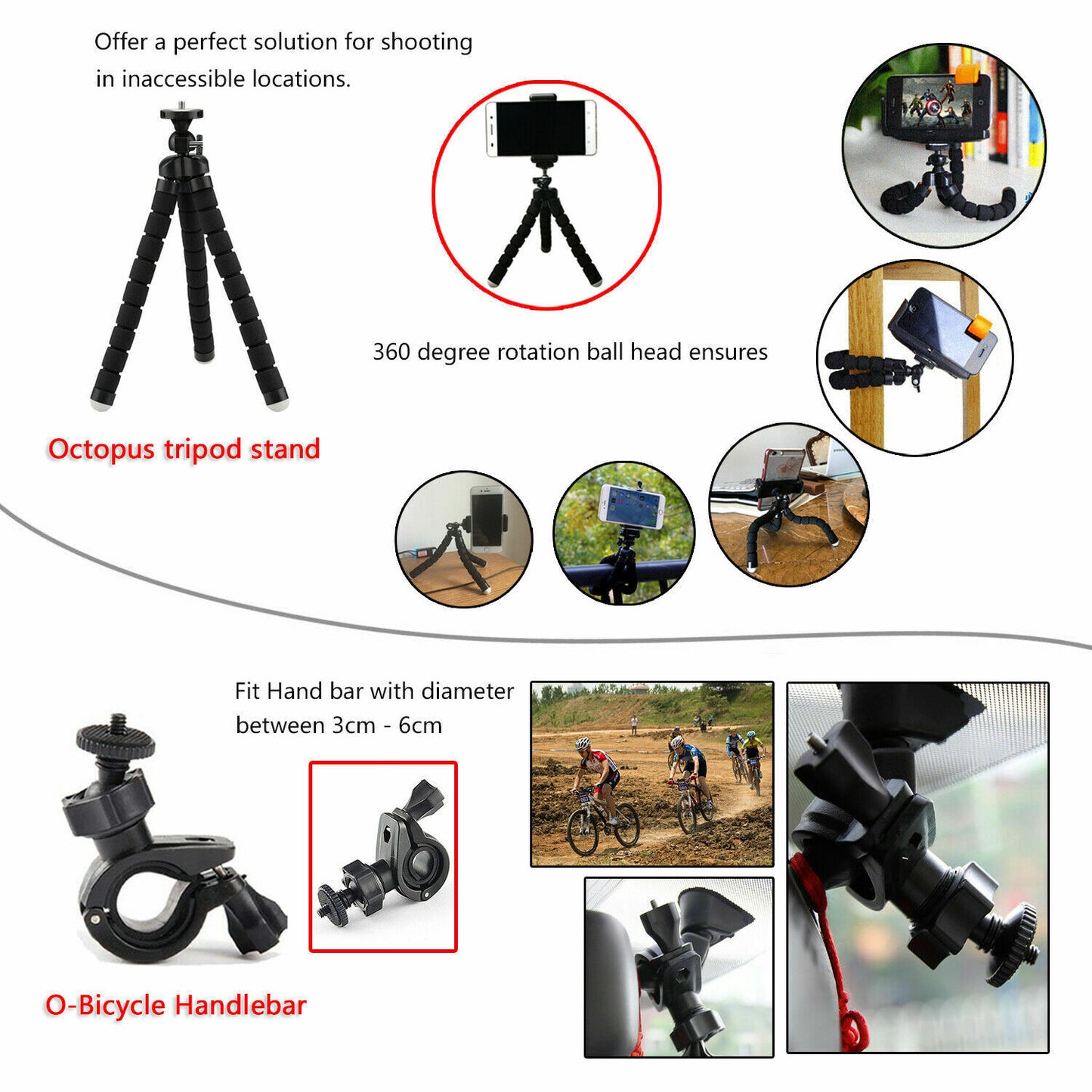 For GoPro Hero 258pcs 9 8 7 6 5 4 3 Accessories Pack Case Chest Head Floating