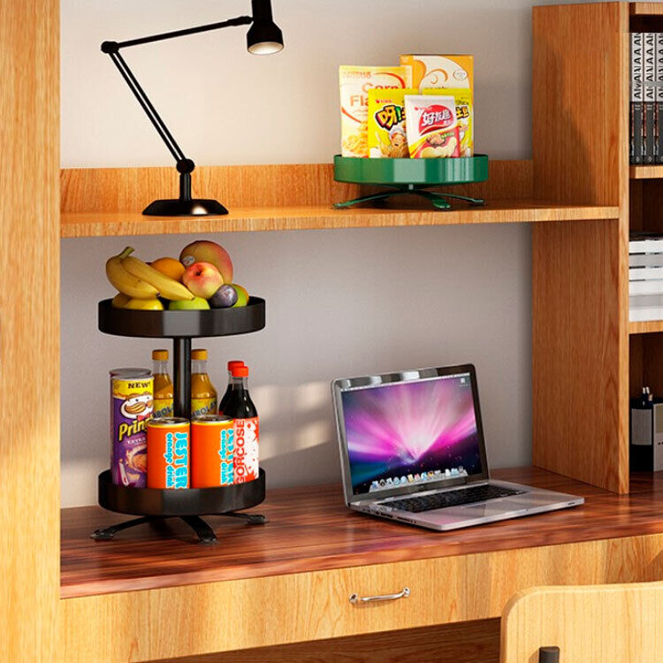 2 Tier Lazy Susan 360° Rotate Cabinet Bathroom Organizer Turntable shelf