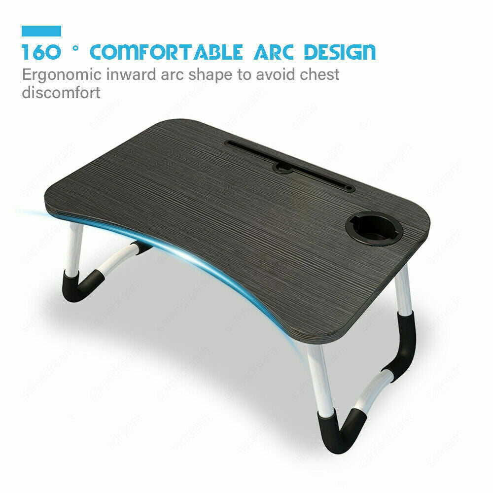 Laptop Stand Table Foldable Desk Computer Study Adjustable Portable Cup Slot