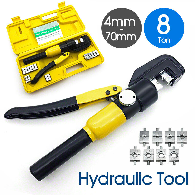 8 Ton Hydraulic Crimper Cable Wire Force Tool Kit 9 Die 4mm-70mm