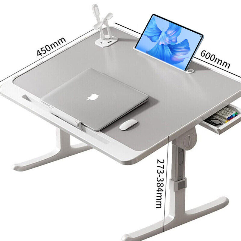 Laptop Bed Tray Desk Adjustable Table Sofa Sit Stand Desktop Computer Stand Fan