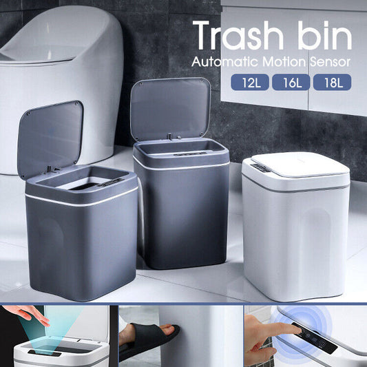 12-18L Smart Trash Bin Automatic Motion Sensor Rubbish Waste Bin Basket Toilet