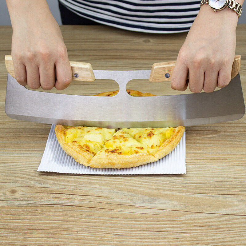 Kitchen Pizza Cutter Rocker Blade Slicer 35CM Stainless Steel +Protective Cover