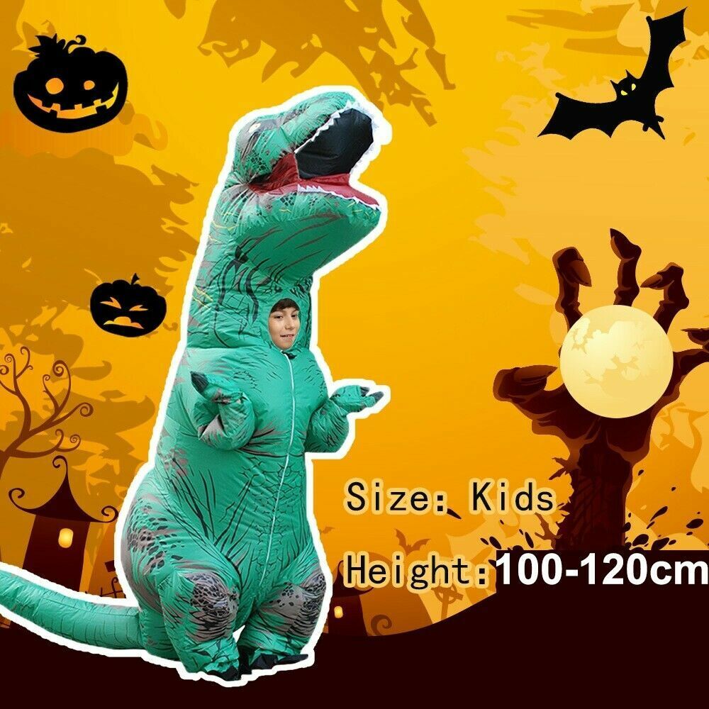 Green T Rex Child Inflatable Trex Dinosaur Costume Kids Boys Jurassic Blow Up T-Rex