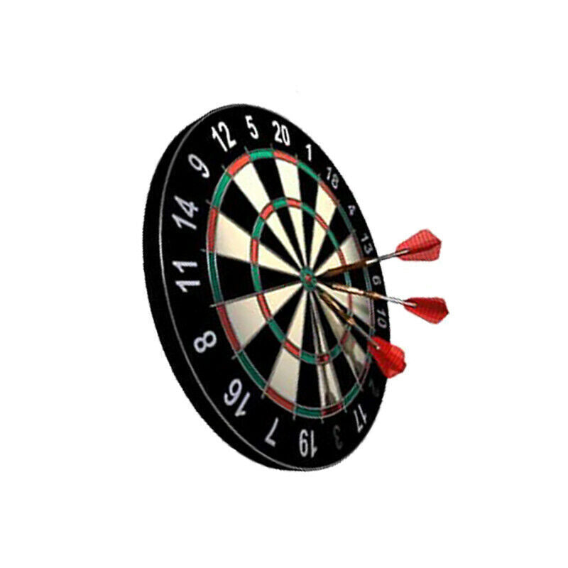 Dart Board Set Wooden Dartboard + 6 Darts Green & Red Man Cave Competitive Game