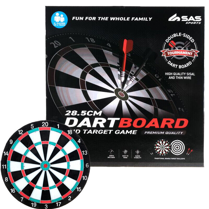 11" Double-sided Dart Board & Target Game Board Included 4pcs Darts Family Game