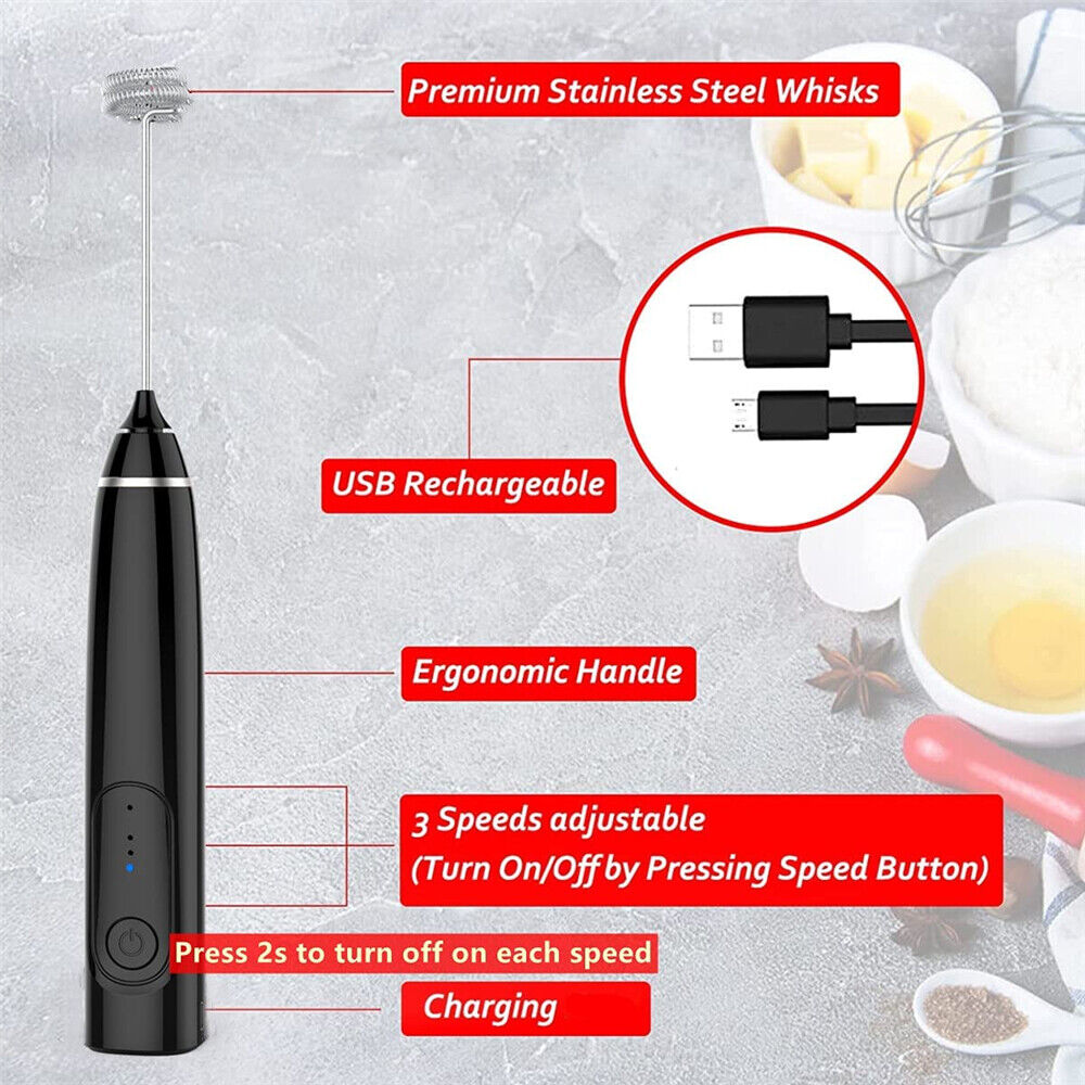 Electric USB Foamer Kitchen Tool Milk Frother Egg Beater Stirrer Whisk Mixer