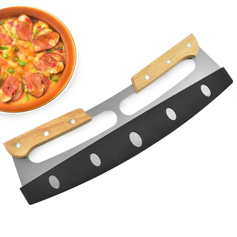 Kitchen Pizza Cutter Rocker Blade Slicer 35CM Stainless Steel +Protective Cover