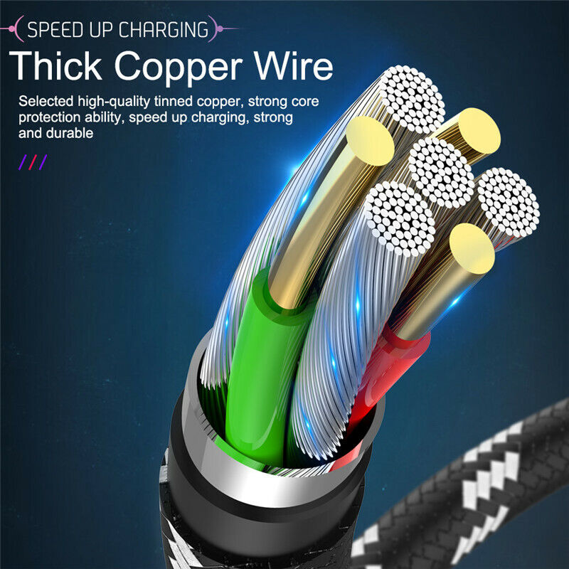 5x USB Cable Charger for Apple iPhone 8 7 6 iPad X Nylon 1.2M Cord Fast Charge