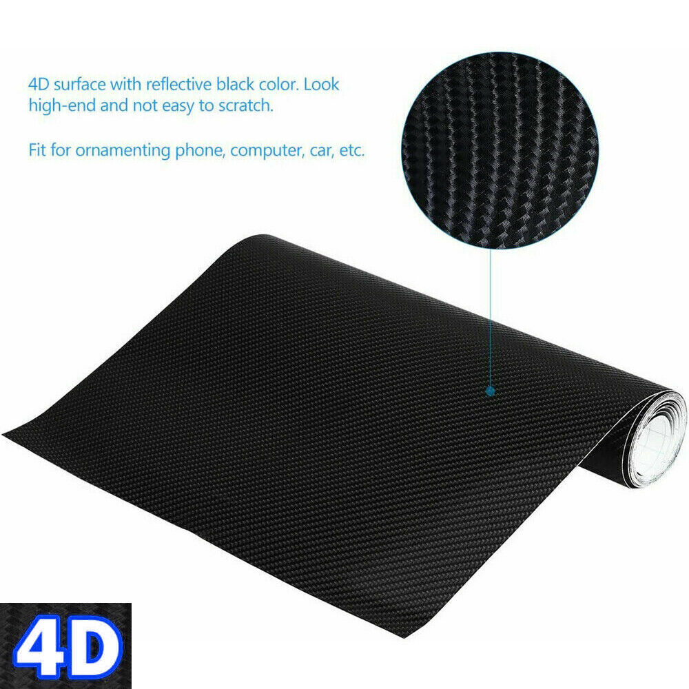 Gloss Black 4D 6D Carbon Fiber Vinyl Car Phone Laptop Wrap Sticker Film