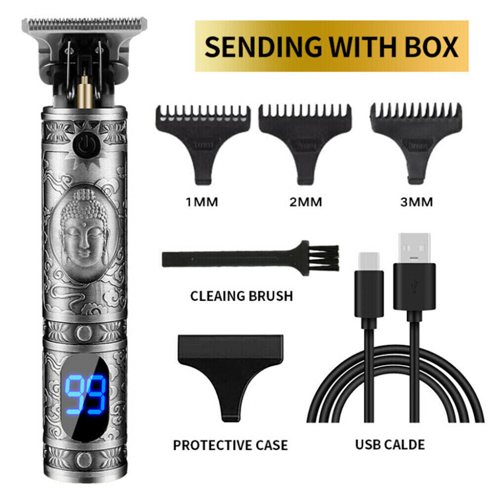 Portable Electric LCD Men Hair Trimmer Clippers Beard Shaver Cutting Cordless