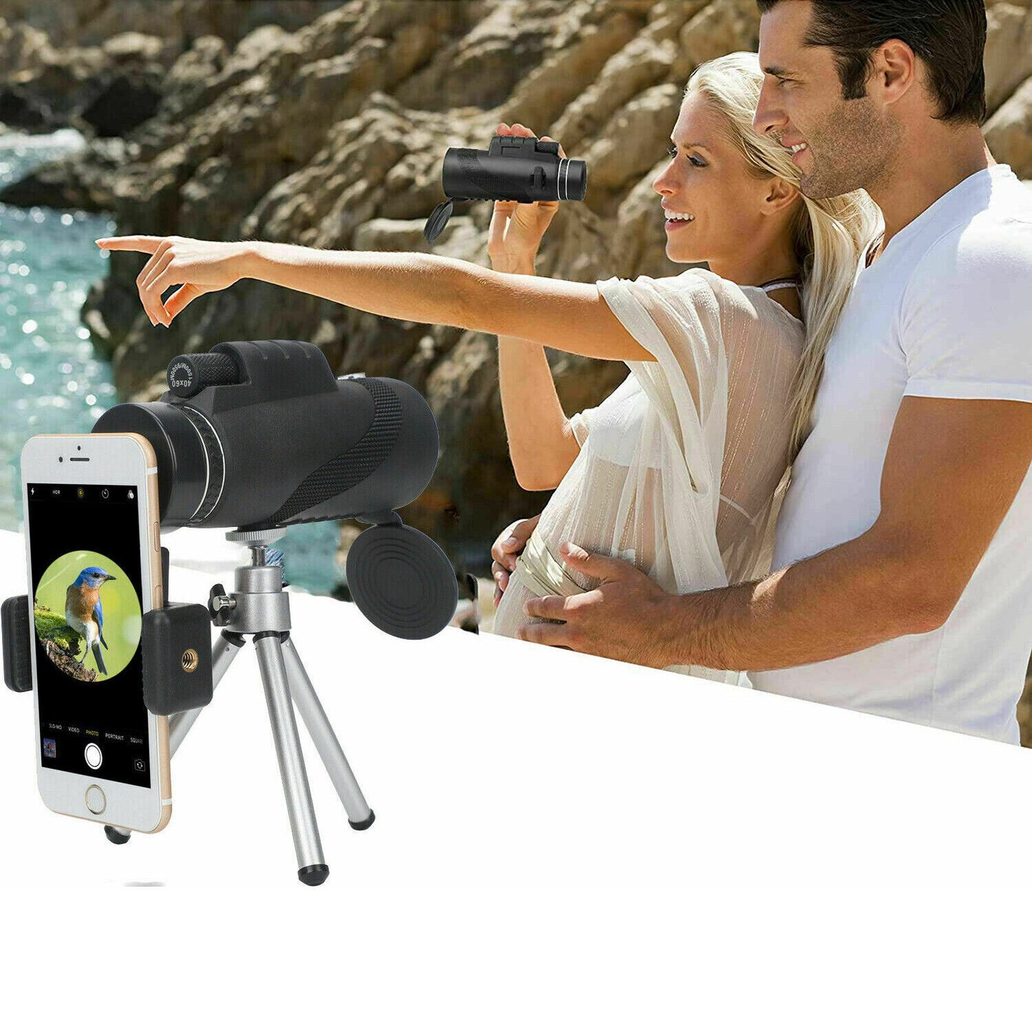 Durable Portable Telescope Monocular Travel Low Light Vision Phone Clip +Tripod