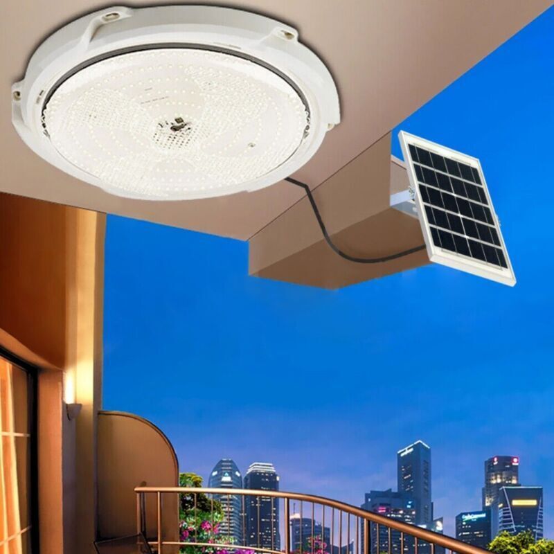 Solar Powered 28cm LED Ceiling Light Bedroom Garden Garage Shed Tent Lamp