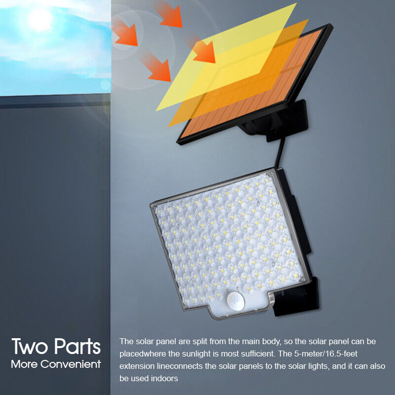 106 LED Solar Motion Sensor Light Outdoor IP65 Wall Security Garden Flood Lamp