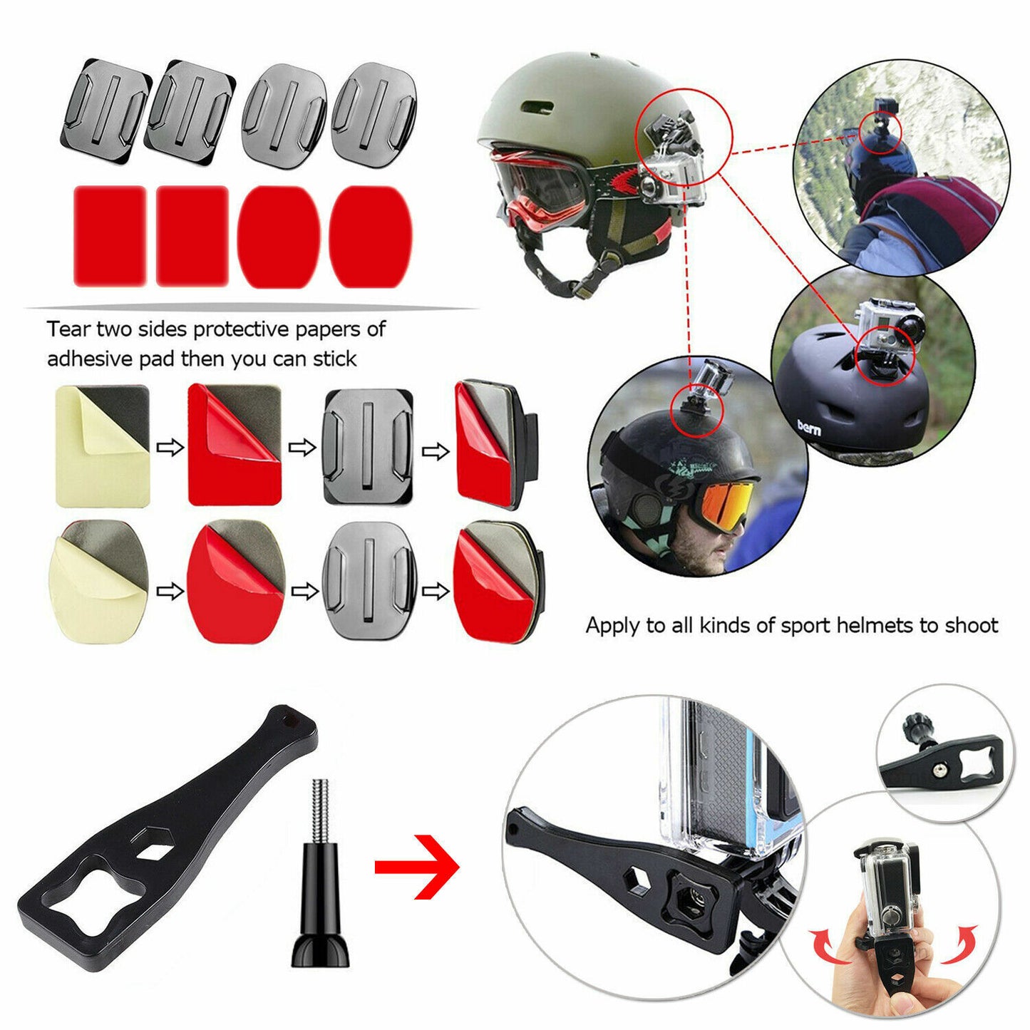 For GoPro Hero 258pcs 9 8 7 6 5 4 3 Accessories Pack Case Chest Head Floating