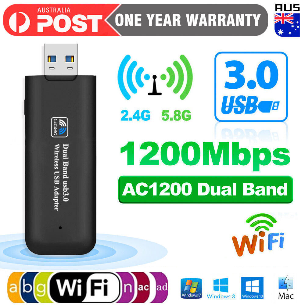 1200Mbps USB 3.0 Wireless WiFi Network Receiver Adapter 5GHz Dual Band Dongle