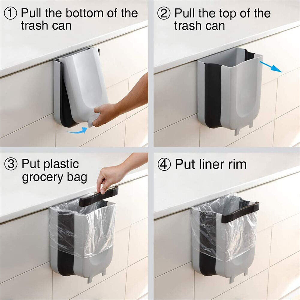 Creative Hanging Folding Waste Bin Kitchen Bin Can Cabinet Rubbish Container Box