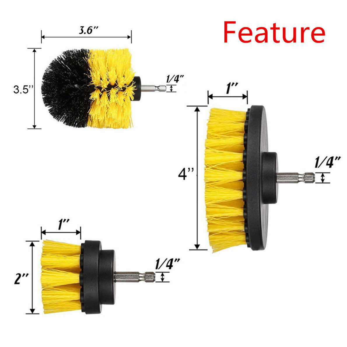 Grout Power Scrubber Cleaning Drill Brush Tub Cleaner Combo Tool Kit Yellow