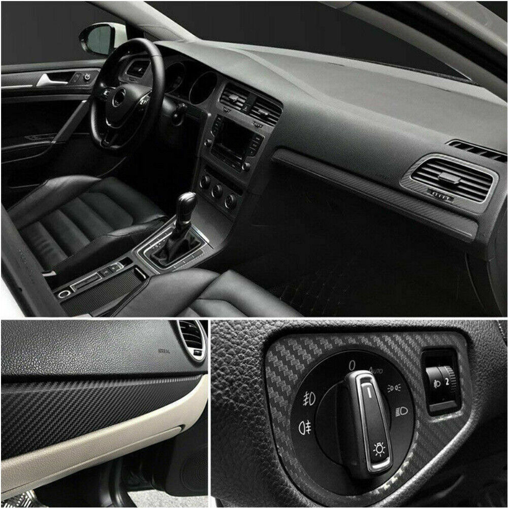 Gloss Black 4D 6D Carbon Fiber Vinyl Car Phone Laptop Wrap Sticker Film