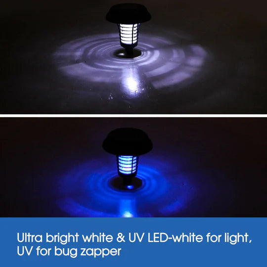 SOLAR UV BUG ZAPPER MOSQUITO FLY INSECT REPELLER KILLER GARDEN PATH LED LIGHT
