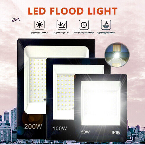 LED Flood light 50/100/200W IP66 Outdoor Spotlight 240V Cool/Warm White