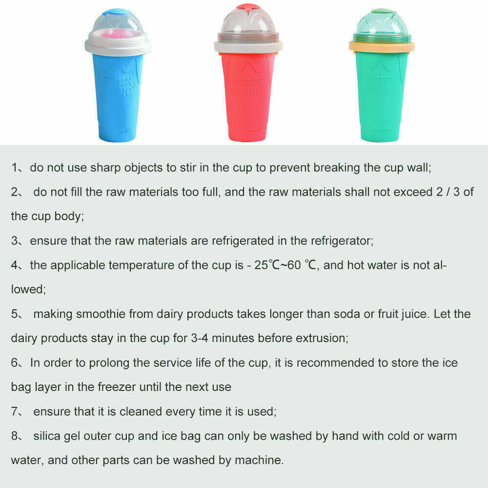 Slushie Maker Cup Quick Freeze Magic Squeeze Cup Milkshake Cup Ice Cream Maker